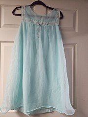 VTG LOVLEE LINGERIE Babydoll Nightgown Blue Lace Medium 