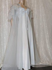 VTG  Luxite by Holeproof Ruffle Sleeves Peignoir Robe Bonus Lingerie Nightgown M