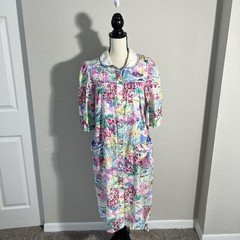 Vtg Models Coat MuMu House Dress Grandma Cottage Core Floral Button Up Size 10