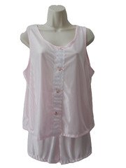 VTG NOS PETRA  2 Pc Pink Tone on Tone Stripe Shorts Pajama Set Sz L