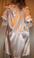 Vtg Pink Secret Glossy Satin Applique Robe M