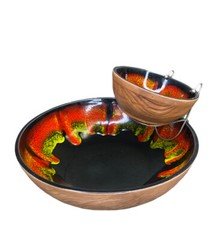 Vtg Sequoia Ware MCM California Pottery Chip Dip Bowl Set Red Black Yellow 613