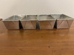 VTG Set 4 Farmhouse  Envelope End Tin Metal Small Loaf Bread Pan USA 5.75x3.25”