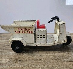 Vtg Tonka Ser-Vi-Car White Pressed Steel Tricycle Scooter  White All Original