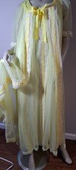 Vtg Tosca Yellow Stunning Peignoir Set White Lace Extra Fancy Large