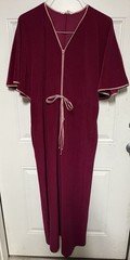 VTG Vanity Fair Housecoat Robe Zip Front Velour Cinched Waist Raspberry Sz M