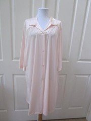 VTG VANITY FAIR Pale Peach Midi Length Button Front NYLON Robe Sz 38