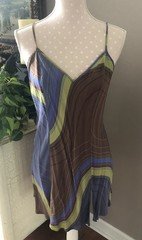 Vtg Victoria’s Secret Babydoll Y2K 100% Silk Slip Dress Brown Green Blue Medium