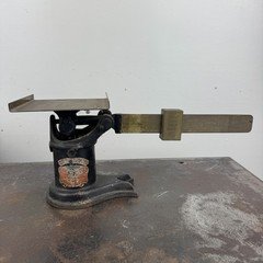 Vtg WEIS Postal Scale - Cast Iron w/ Brass - Monroe, MI - 14.5" Long