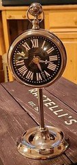 VTG William Marchant London Nickel Plate Stopwatch Style Black Clock & Stand