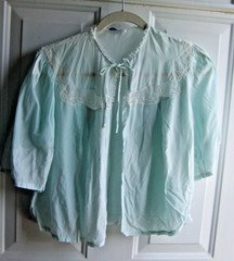 Vtg  Woman's Blue Nylon Bed Jacket by Josie Breakfast in Bed Reading Typing Work