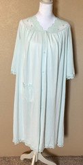 VTG Women's ShadowLine Nylon Robe Light Green Button-Up Lg