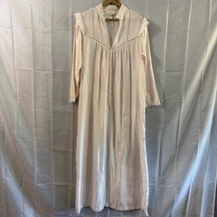 Vtz Barbizon Pink Lace Trim Embroidered Nightgown Long Sleeve Maxi M Modest