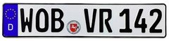 VW Wolfsburg Front German License Plate (WOB) by Z Plates with Unique Number NEW