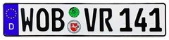 VW Wolfsburg Rear German License Plate (WOB) by Z Plates with Unique Number NEW