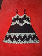 Wacoal XL 814191 Vintage Babydoll Nightie Sheer Black/White