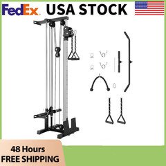 Wall Mount Cable Station,Adjustable Dual Pulley Cable Crossover Machine Home Gym