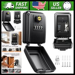 Wall-Mounted Combination Key Lock Box, Weatherproof, Black