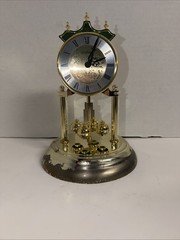 Waltham Model Quartz Anniversary Clock Silver Gold Glass NO Dome Pendulum