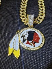 Washington Redskins Commanders Throwback Chain Iced Out Crystal 24" Necklace