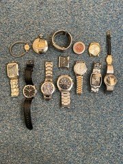 Watch Lot of 14 Timex Guess Perry Ellis Remington Pocket Watch Parts/Repair