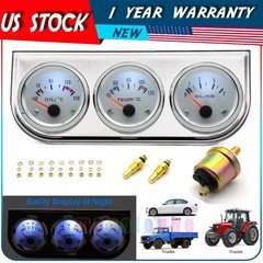 Water Gauge Voltmeter 3 in 1 Gauge Kit Fahrenheit 52MM Chrome 52MM Gauge  Chrome