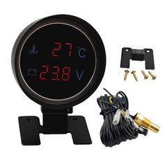 Water Temp & Voltage 2-in-1 Gauge Set 1/8NPT Sensor Dual Display Universal