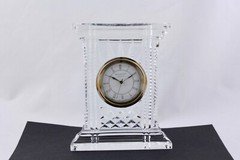 WATERFORD CRYSTAL ATRIUM 7" DIAMOND & WEDGE CUT DESK CLOCK – MINT