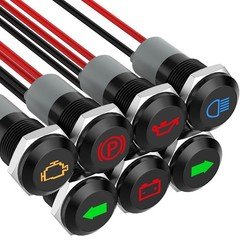 Waterproof Dashboard Indicator Set DC 12V 24V LED Warning Lights Automotive