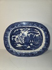 Wedgwood & CO. Antique Blue Willow Oval Vegetable Bowl 9x7