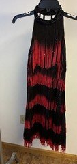 Weissman Adult Large Black Red Fringe Dance Costume Sleeveless