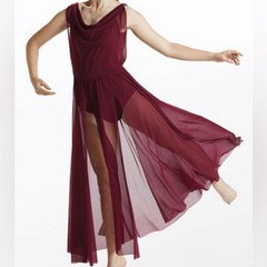 Weissman Balera Dance Costume DOUBLE COWL MESH MAXI DRESS D10454 MA adult
