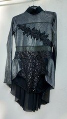 Weissman Dance Costume AM Black Silver Sequin Mock neck 64830 NEW