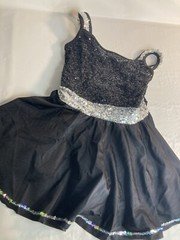 Weissman dance costume Rn 64830 jazz/musical theater tap black and silver Ic 7-8