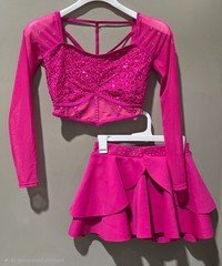 Weissman Elite Pink Pony Club Style 17580 2 Pc Performance Crop & Skirt Size MA