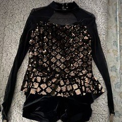 Weissman Girls LC Black Gold Sequin Long Sleeve Dance Outfit