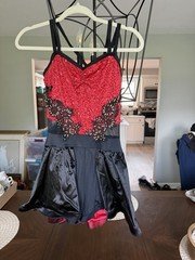 Weissman Girls S Polyester Sequin Dance Costume Dress Red & Black