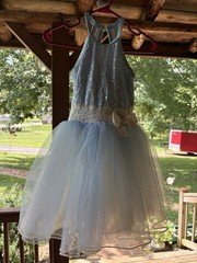 Weissman Light Blue Sequin Lace Tutu Halter Dress Dance Costume Size Large Child
