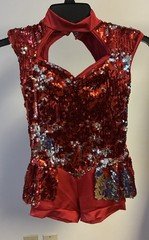 WEISSMAN MEDIUM CHILD RED Silver sequins Dance Costume