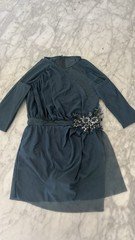 Weissman Women’s Blue Mesh Long Sleeve Dance Dress Costume with Rhinestone