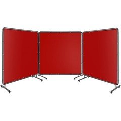 Welding Screen with Frame 3 Panel 6.5' x 6' Welding Curtain Screen 12 Wheels