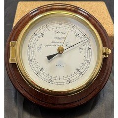 WEMPE Hamburg Skipper Marine Aneroid Barometer Brass & Mahogany - Germany