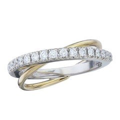 Wempe ring cross brilliant 750 white and yellow gold