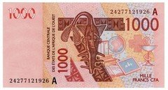 West African States (Côte d'Ivoire) 1000 Francs CFA 2003 P-115A UNC Banknote
