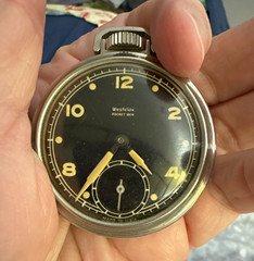 Westclox Pocket Ben Mechanical Manual Pocket Watch Black Dial Silver Case Open