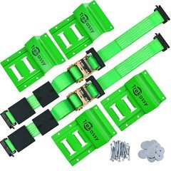 Wheel Chock Tie-Down Kit E Track Trailer Tie Down Tire Straps for ATV, UTV, Lawn