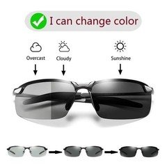 White-black Polarized Photochromic Sunglasses Day and Night Driving Glasses