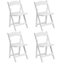 White Resin Folding Chairs Padded 4 Pack Comfortable Event Chair Indoor Outdoor