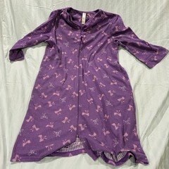 White Stag House Coat Sz M Purple Grannycore Sleepwear Seersucker Pocket Mumu