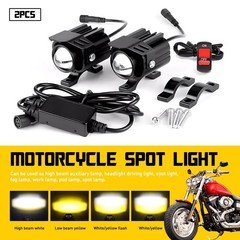White Yellow Motorcycle LED Spotlight Headlight Driving Auxiliary Fog Lamps EOA